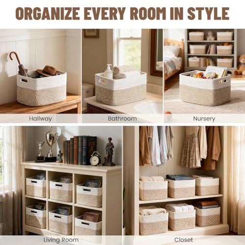 5 Pack Woven Storage Baskets, Decorative Storage Bin | Home Organizati - Image 5