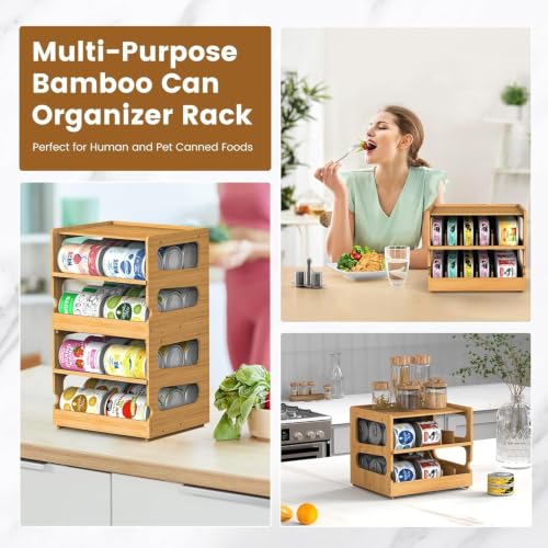 Stackable Bamboo Cat Food Can Organizer, Cat Canned Food - Image 7