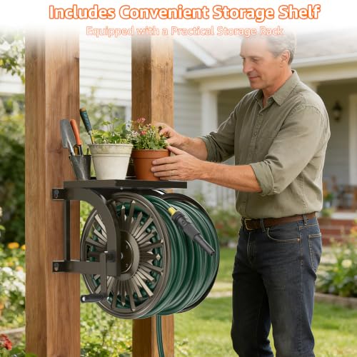 Wall Mount Garden Hose Reel, Holds 200-Feet of 5/8-Inch Hose - Image 6