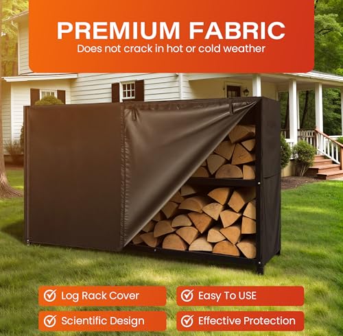 5ft Waterproof Firewood Rack Cover - Heavy Duty Black 600D - Image 8
