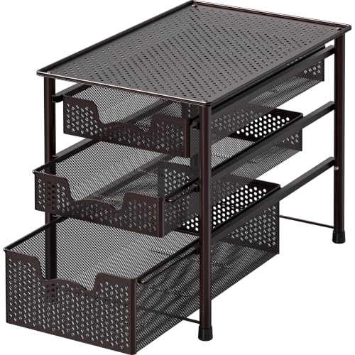 Simple Houseware Stackable 3 Tier Sliding Basket Organizer - Image 2