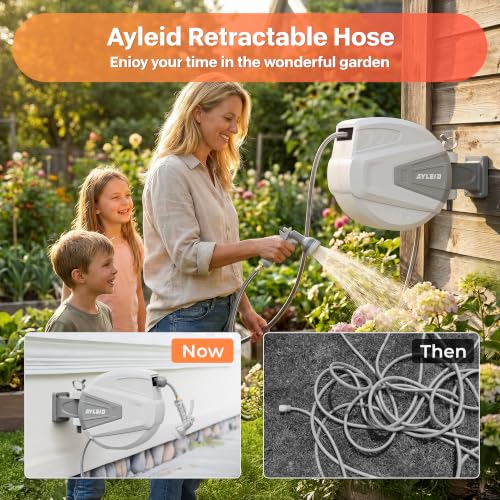 Retractable Garden Hose Reel, 1/2"x100ft Wall Mount - Image 3
