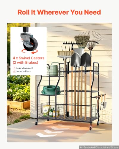 VEVOR Garden Tool Organizer with Wheels, Large Metal | Garage Storage - Image 6