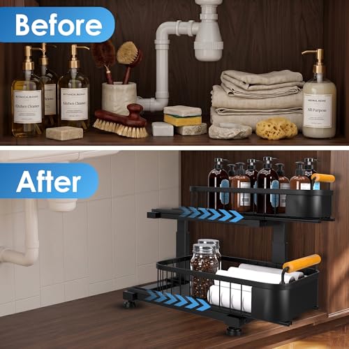 Premium Large Under Sink Organizer, 2-Tier Pull Out, Adjustable - Image 4