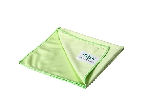 Unger Commercial MicroWipe™ Microfiber Cleaning Cloth, 16" x 16", Green, 10-Pack – Dual-Sided for Cleaning and Polishing, Ideal for Windows, Mirrors, and Surfaces MF40L