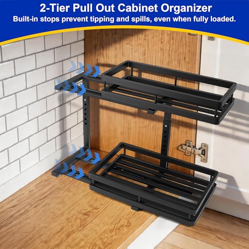 2-Tier Metal L-Shaped Pull-Out Under Sink Organizer, | All Products - Image 4