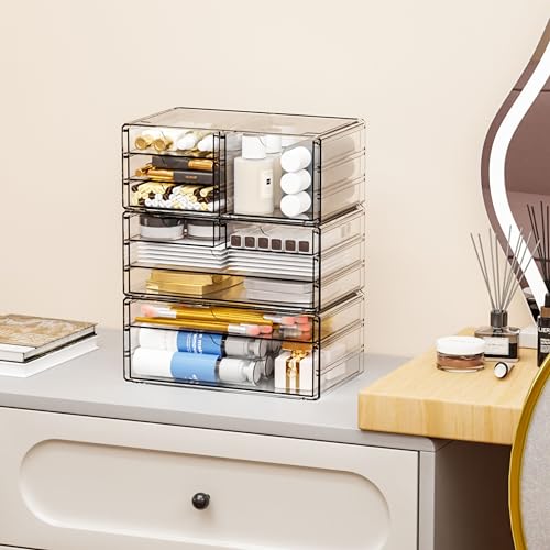 3 Pack Clear Storage Drawers With 10 Drawers,Stackable - Image 3