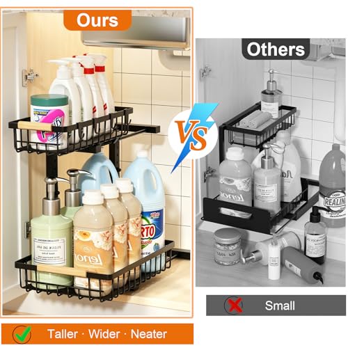 Under Sink Organizer, Adjustable 2 Tier Pull Out Kitchen Bathroom - Image 5