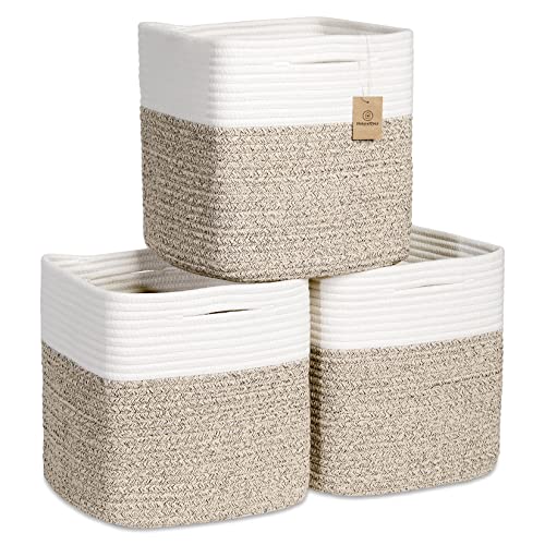 Storage Cubes 11 Inch Cotton Rope Woven Baskets | Home Organization - Image 2