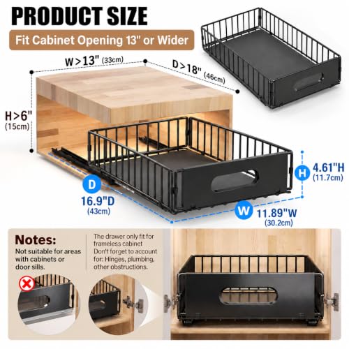 2 Pack Pull Out Cabinet Organizer,Heavy Duty 12"W x 17"D - Image 3