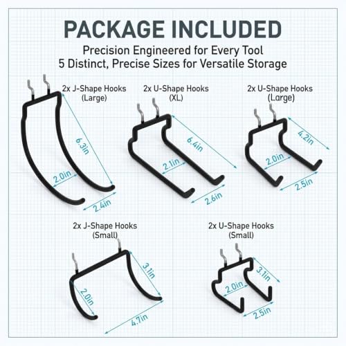 INCLY 10 Pack 1/4" Pegboard Drill Holder Tool Utility Hooks - Image 4