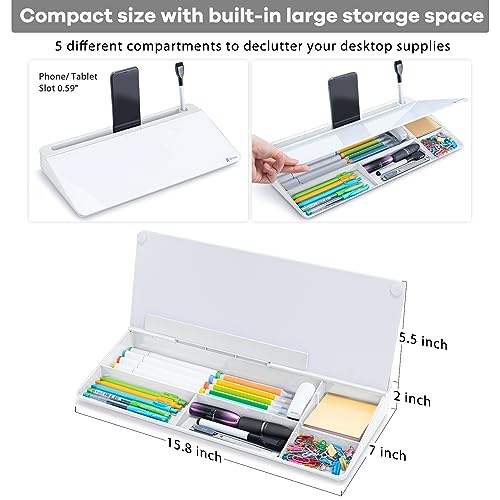 Varhomax Glass Desk Whiteboard with Storage, Desktop Organizer - Image 4