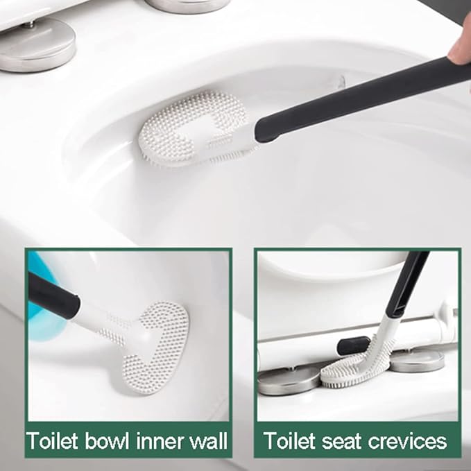 Soft Wall Mounted Toilet Brush Silicone Bristles Toilet Bowl Brush Compact Size Toilet Cleaner Brush with Hook Bathroom Set Reusable