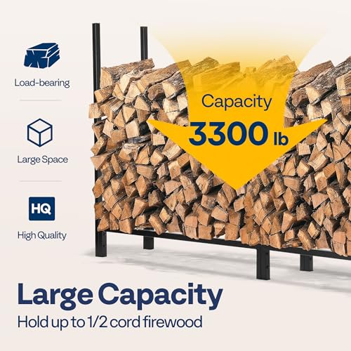 VIVOHOME Upgraded Heavy Duty 8 ft 1/2 Cord Firewood Rack - Image 4