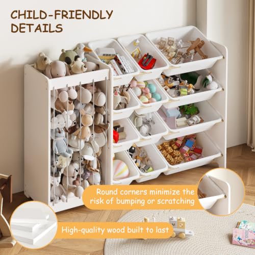 White Stuffed Animal Storage and Toy Organizer with 12 - Image 4