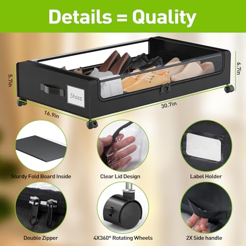 APSARAS USA Under Bed Storage with Wheels, Underbed - Image 3