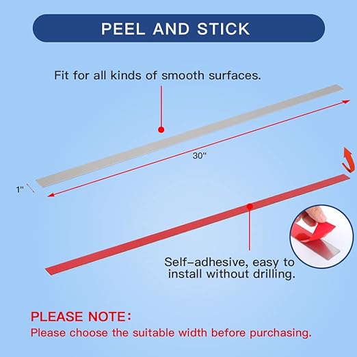 304 Brushed Stainless Steel Sheet Gap Filler, Metal Trim Strip for Wall Oven/Microwave Combo/Range/Cooktop, Self-Adhesive Gap Cover, 30" Long, 1'' Wide, 20Ga Thickness