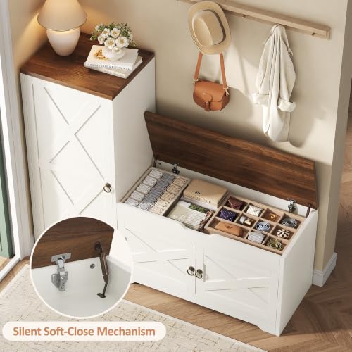 47'' Shoe Cabinet with Bench Seat, 7-Tier Shoe Storage - Image 5