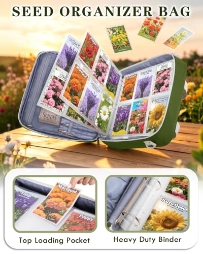 Seed Storage Organizer Binder, Seed Packet Organizer Bag, Green - Image 5