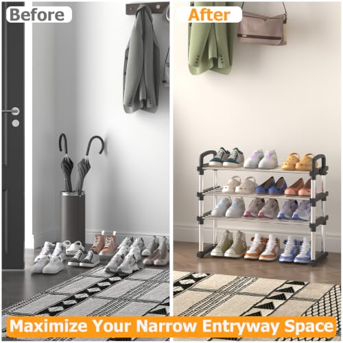REBECAT Expandable Shoe Rack 3 Tier Stainless Steel Closet - Image 7