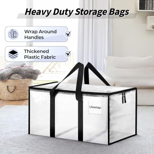 ukeetap 8 Pack Extra Large Clothes Storage Bins with Lids, Clear - Image 5