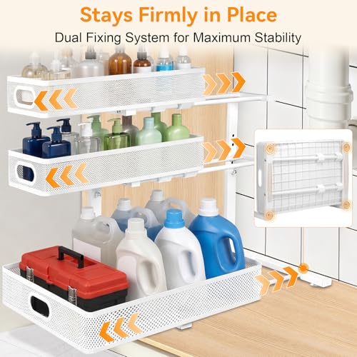 3 Tier Adjustable Under Sink Organizer for Bathroom & - Image 7