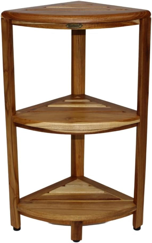 EcoDecors 3-Tier Shelf Waterproof Teak Wood Shower Shelf for Inside Shower Provides Storage, and Organization for Bathroom Accessories