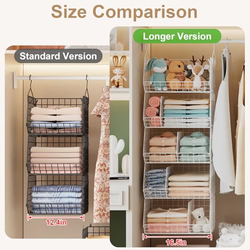 5 Tier Extra Large Closet Hanging Shelves with Divider,2 - Image 8