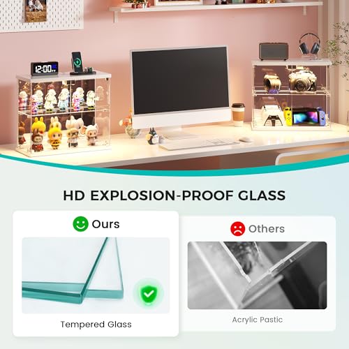 Dystler Glass Display Case with LED Lights, Small 2-Tier - Image 5