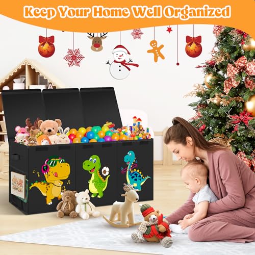 Large Toy Box Storage with Lid, Collapsible Sturdy Toy Chest Bin - Image 4