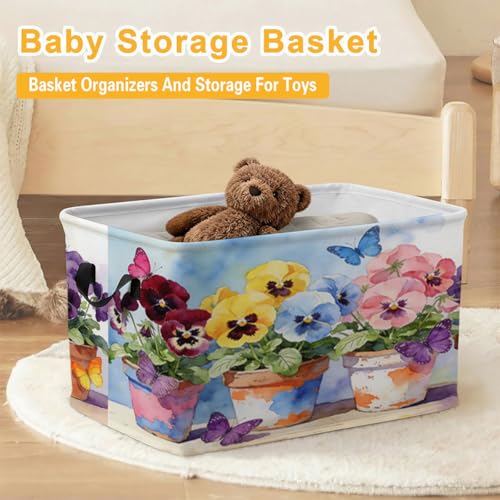 Flowers Potted Plants Foldable Laundry Basket Hamper - Image 7