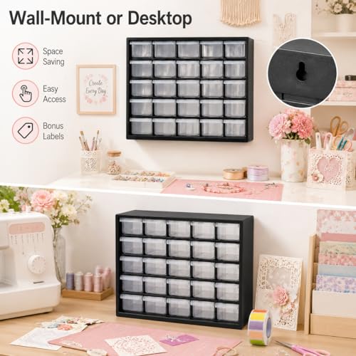 25 Drawer Plastic Small Parts Organizer, Storage Bin with Drawers - Image 6