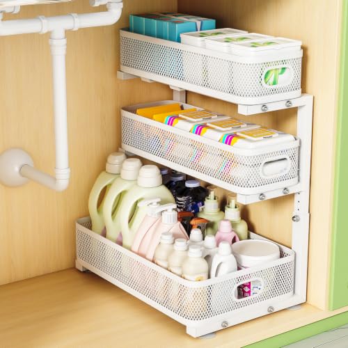 3-Tier Under Sink Organizer, Pull Out Cabinet Organizer - Image 2