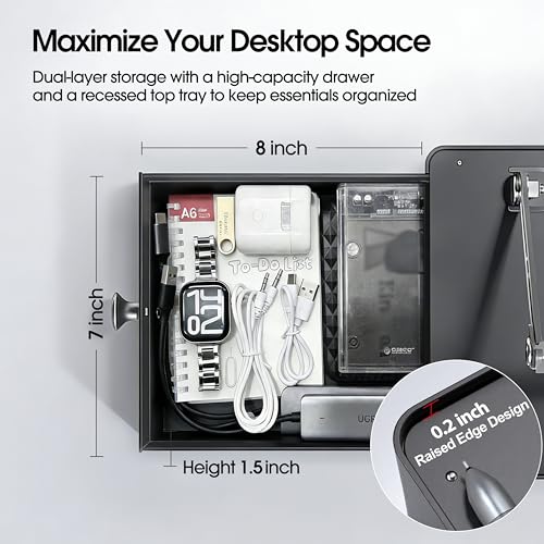 Laptop Stand with Storage Drawer, Heavy-Duty Metal Laptop Riser - Image 4