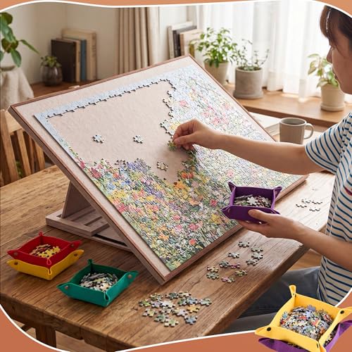 Ceenna 2000 Pcs Puzzle Board, 10 Sorting Trays Tilting - Image 3