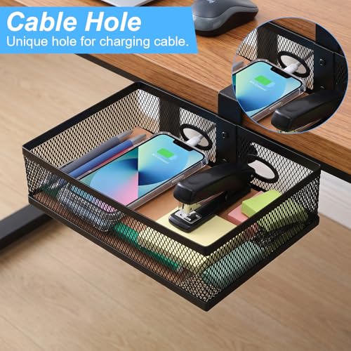 Under Desk Storage Organizer 360 Degree Rotating Under Drawer - Image 5