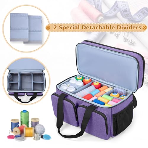 Large Sewing Organizer Bag with an Individual Pouch, Purple - Image 6