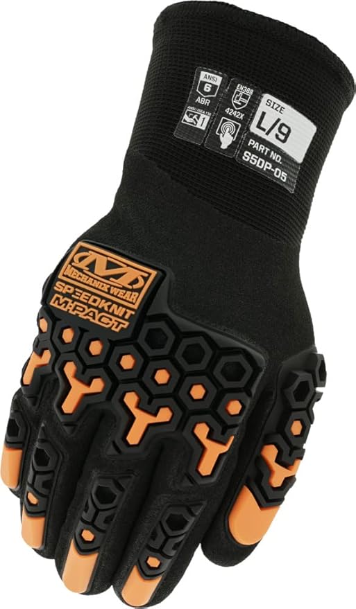 Mechanix Wear SpeedKnit M-Pact Thermal S5DP05 Gloves - Cold Weather Gloves for Protecting Hands - Insulated - Snug Fit - Touchscreen Capable - Machine Washable - Black - Large