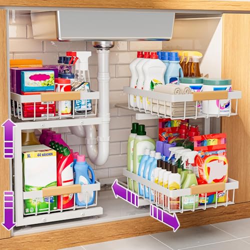ADBIU Adjustable Under Sink Organizer, 2-Tier Pull-O | All Products - Image 2
