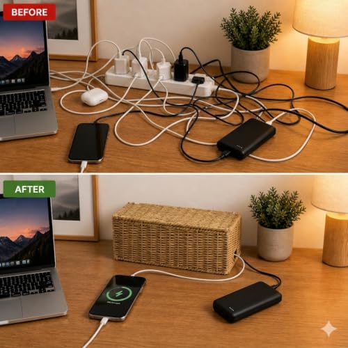 Handwoven Natural Raffia Cable Management Box with L | All Products - Image 4