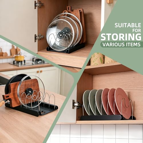 Pot Lids Organizer Rack,7 Adjustable Compartmentsfor Cabinet - Image 5