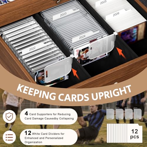Emfogo Trading Card Storage Box, Wooden Graded Sports Card - Image 6