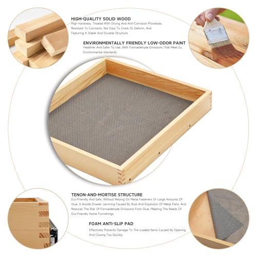 Pull Out Kitchen Drawer Cabinet organizer, 20"W x 21"D Cabinet Drawer,Soft Close Slide Out Wood Shelves Storage for Kitchen Heavy-Duty, Bottom Assembly (1 Tier)