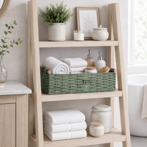Round Paper Rope Storage Basket Wicker Baskets for Organizing - Image 3