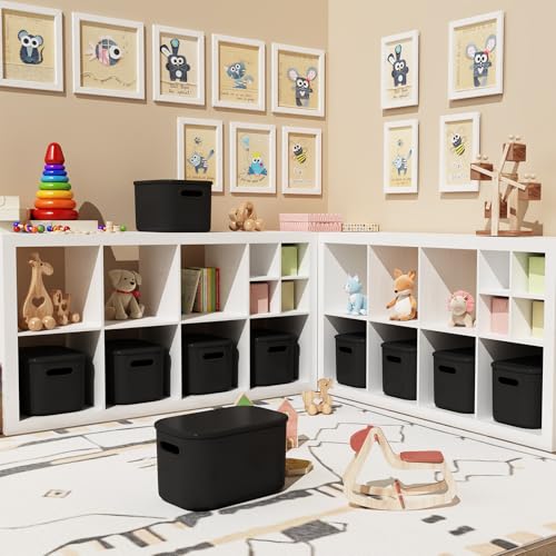 ORGIDOL 8 Pack Black Storage Bins with Lids Stackable Storage - Image 3