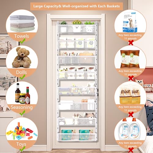 8-Tier Over The Door Pantry Organizer with Mesh Baskets - Image 7