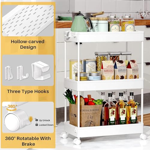 SPACEKEEPER 3 Tier Rolling Cart, Bathroom Cart Organizer - Image 3