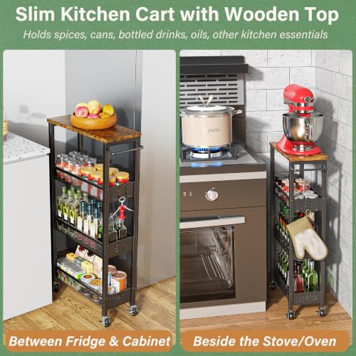 OKZEST 4-Tier Slim Rolling Storage Cart for Kitchen, Laundry Room - Image 5