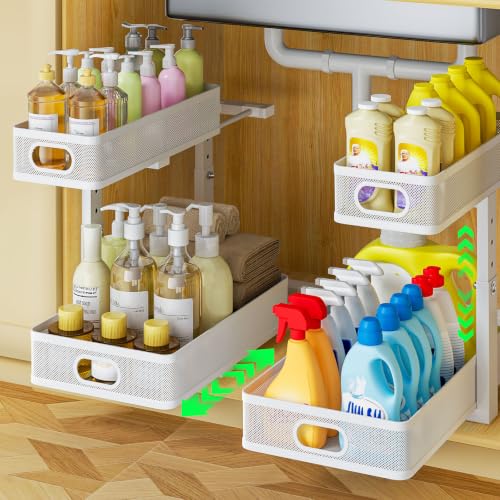 Under Sink Organizer 2-Pack, Metal 2-Tier Pull-Out C | Under Sink Stor - Image 2