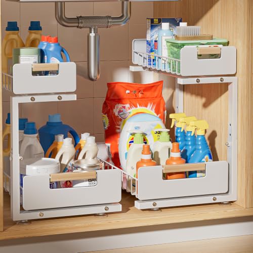 Delamu Under Sink Organizer Kitchen, 2-Tier Pull-Out - Image 2